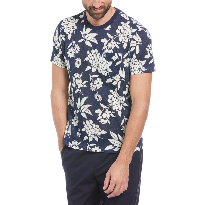 Camiseta floral pront azul marino