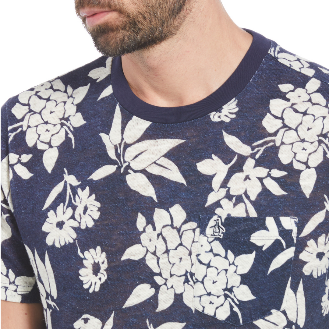 Camiseta floral pront azul marino