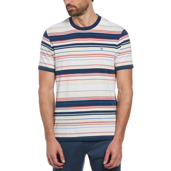 Camiseta Piqué algodón orgánico rayas beige