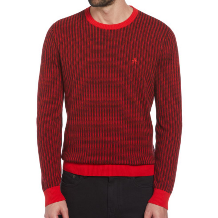 Jersey Ao jacquard tonal rojo