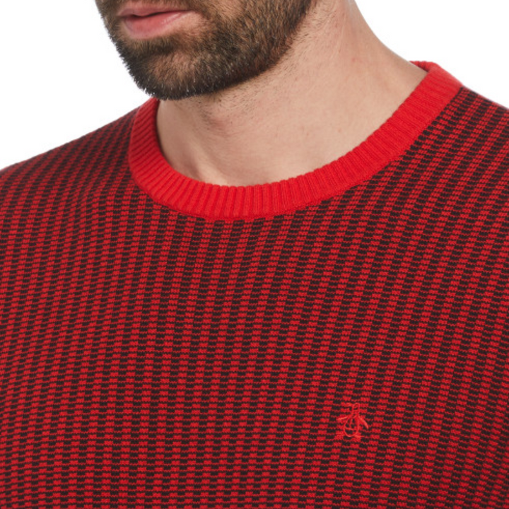 Jersey Ao jacquard tonal rojo