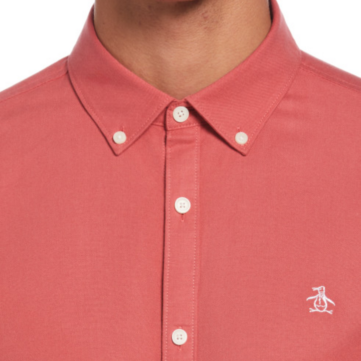 Camisa manga larga Oxford stretch sin bolsillo rojo