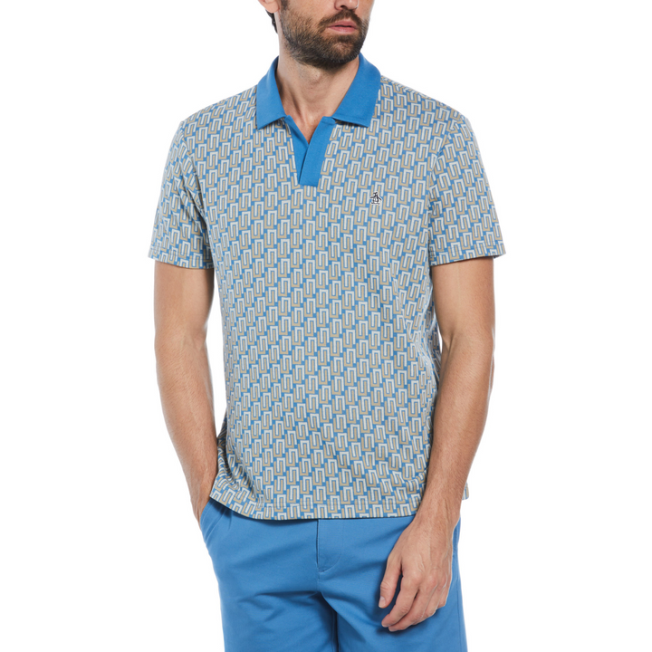 Polo geo jacquard cuello Johnny azul