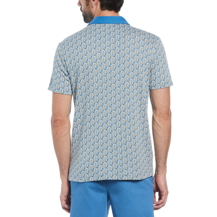 Polo geo jacquard cuello Johnny azul