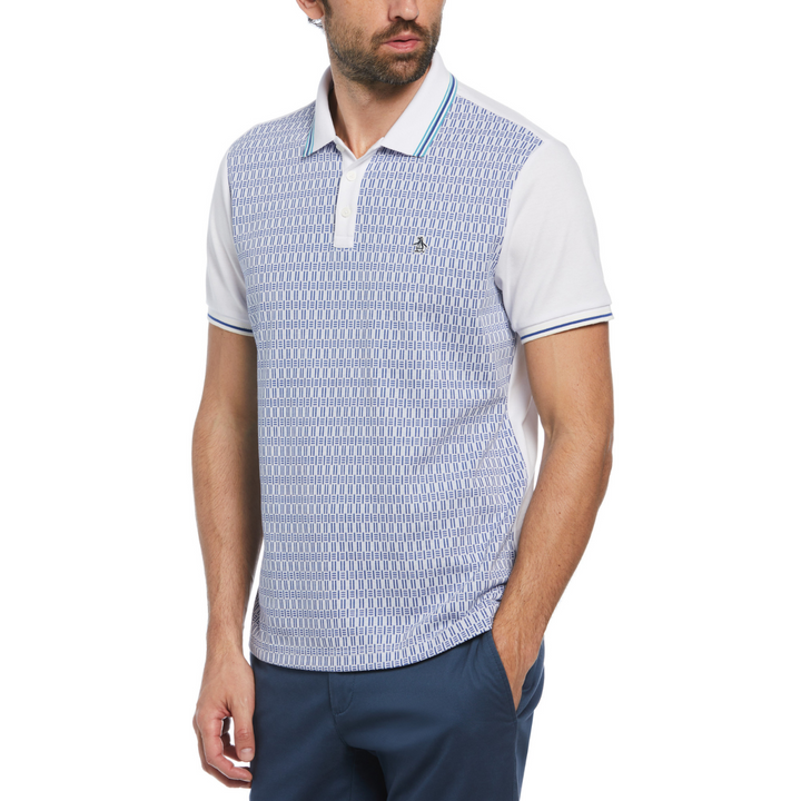 Polo jacquard interlock mini lí­neas blanca