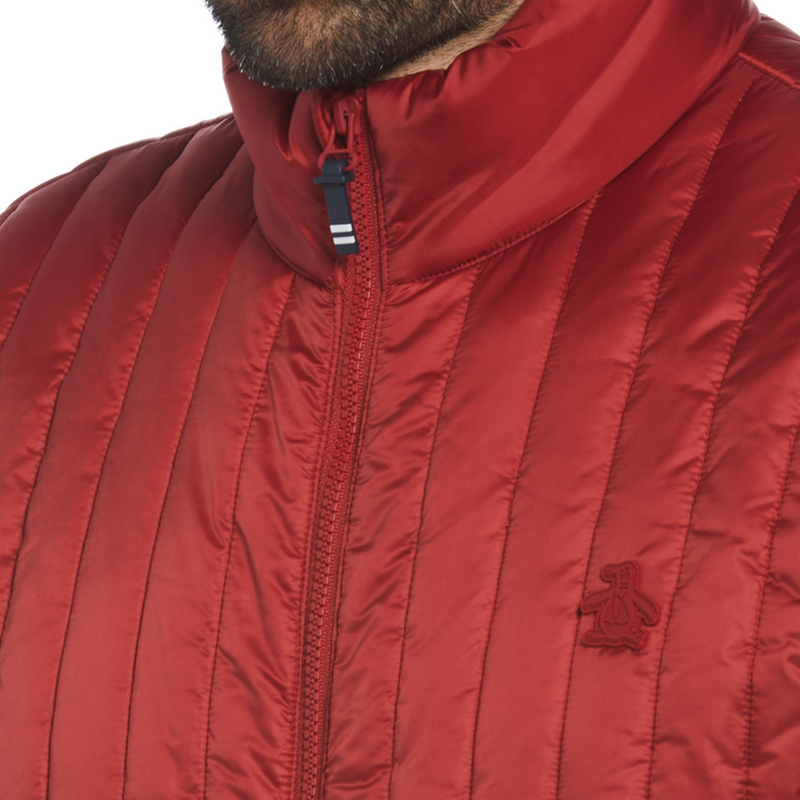 Chaleco relleno rec acolchado vertical rojo