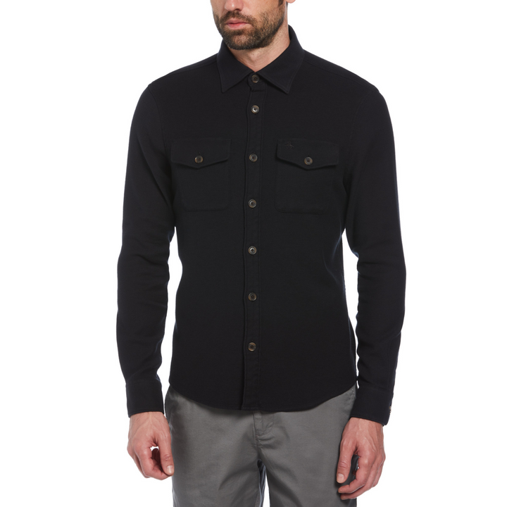 Camisa manga larga cloth loopback overshirt negra