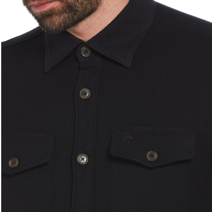 Camisa manga larga cloth loopback overshirt negra