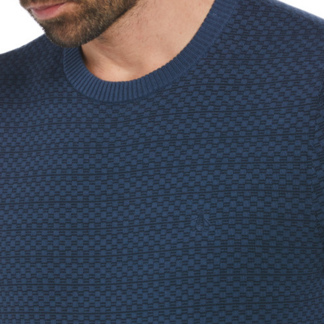 Jersey Ao jacquard check azul marino