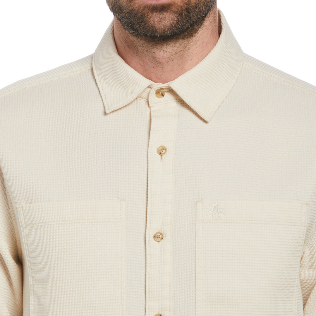 Camisa manga larga rec waffle beige