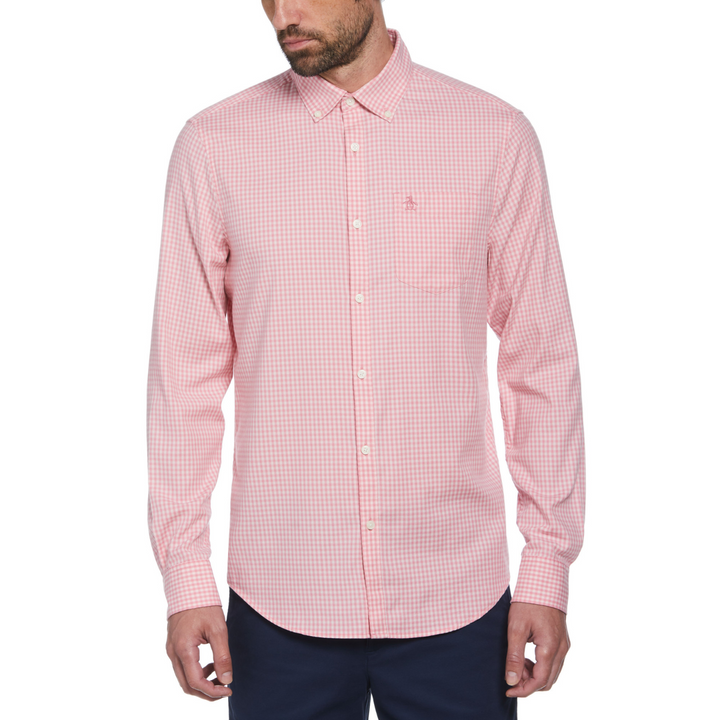 Camisa manga larga tencel Gingham rosa