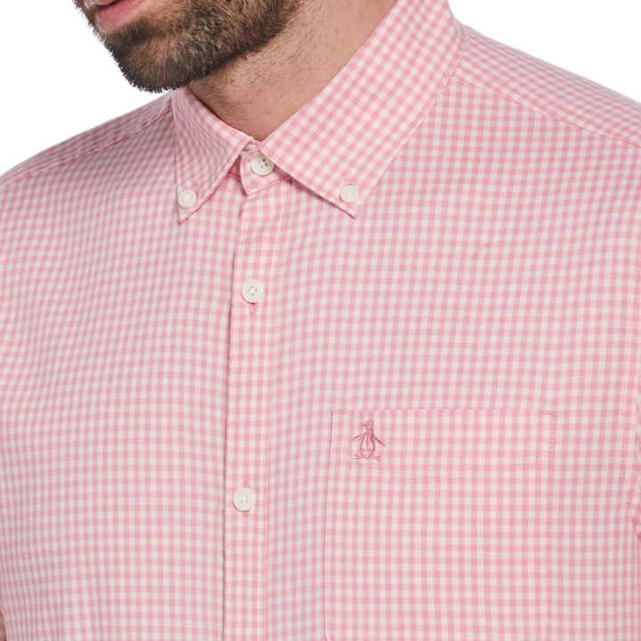 Camisa manga larga tencel Gingham rosa