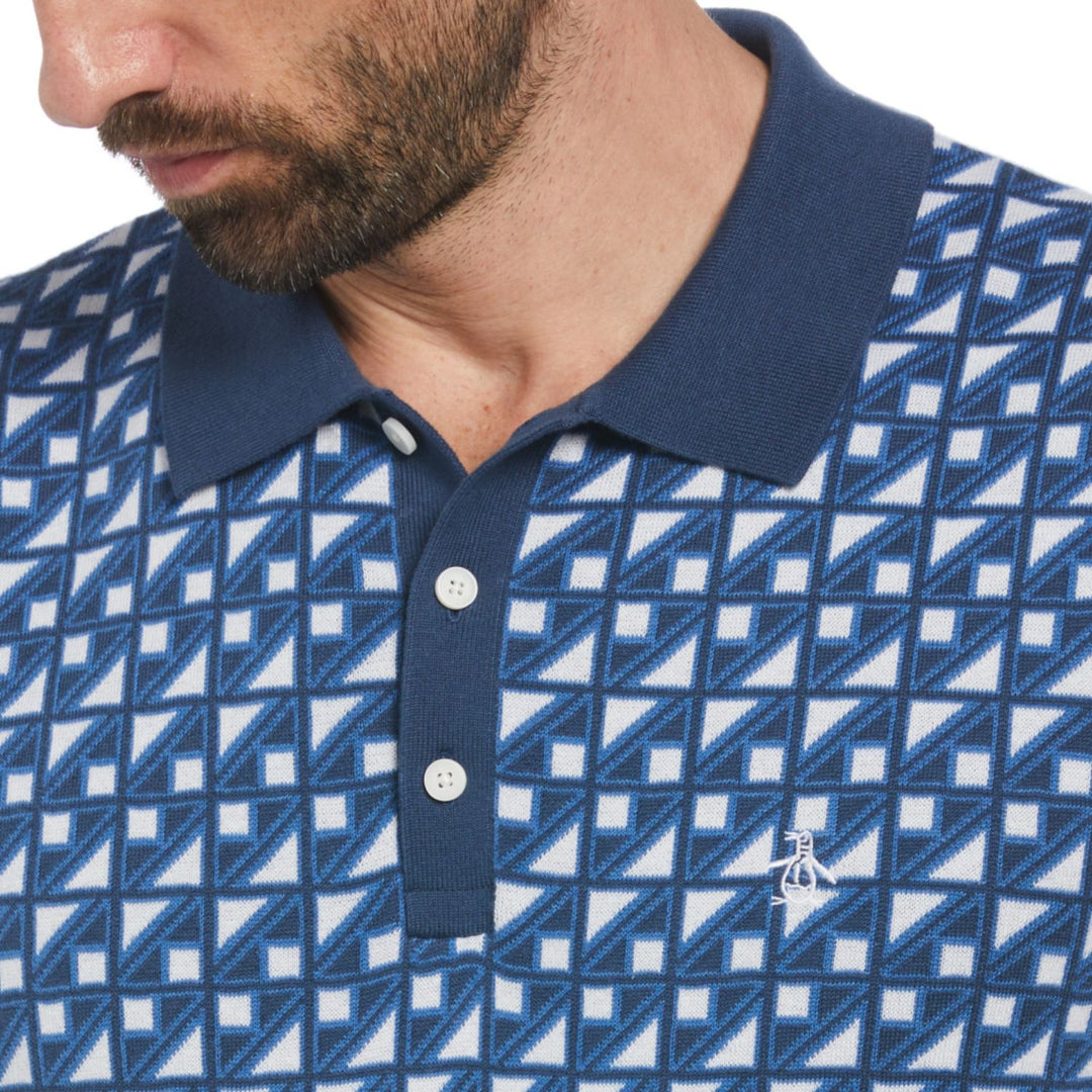 Polo Ao jacquard azul