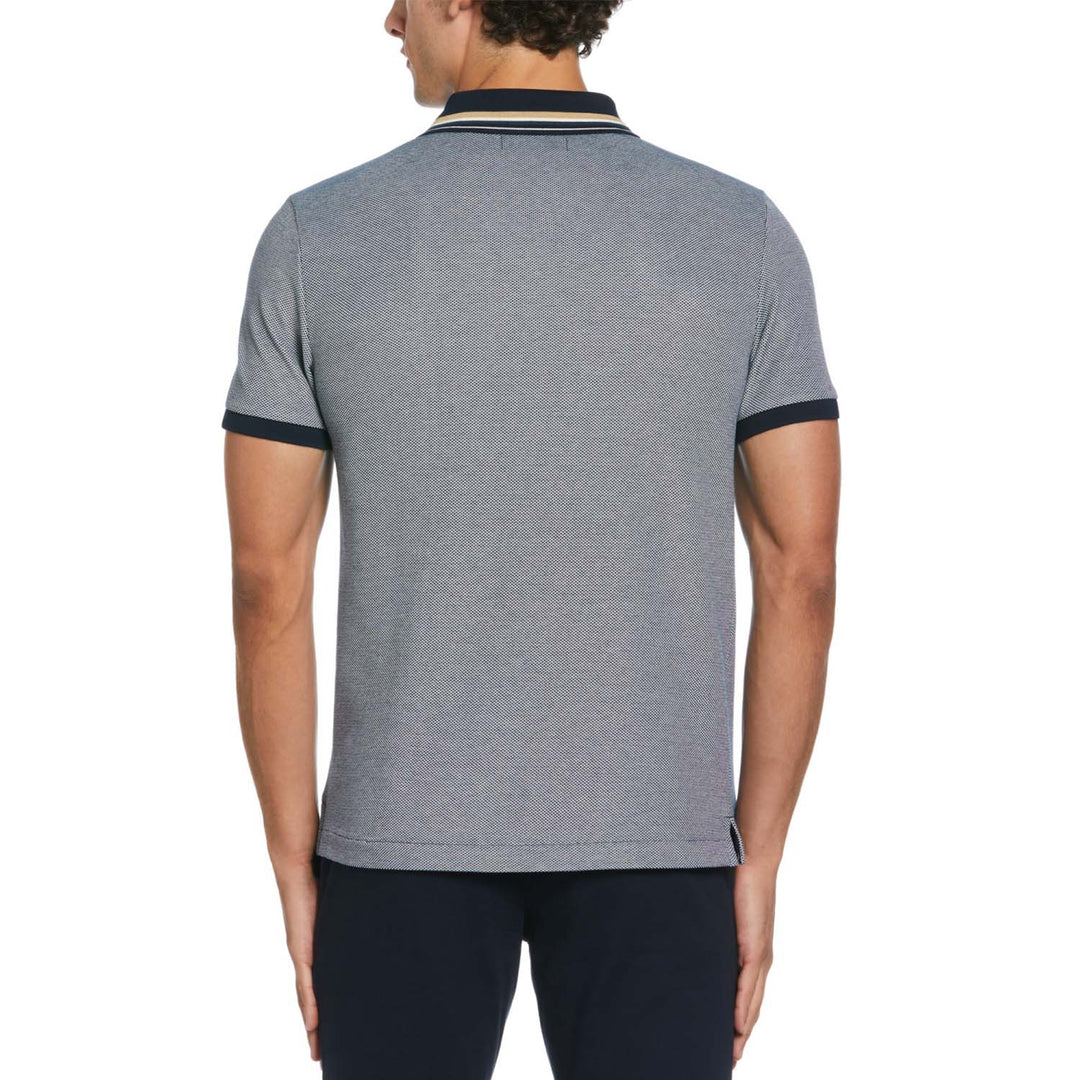 Polo Birdseye pique tipped azul marino