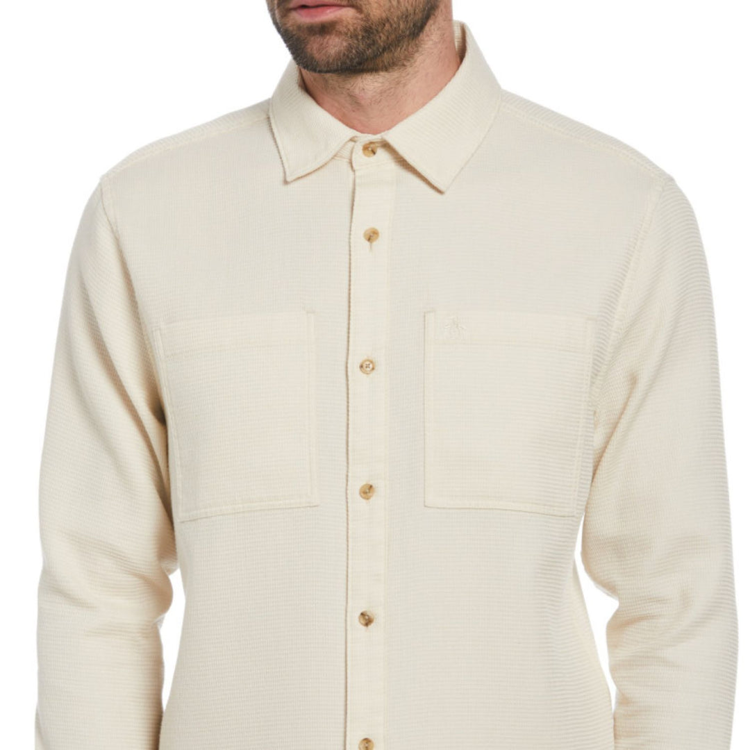 Camisa manga larga rec waffle beige