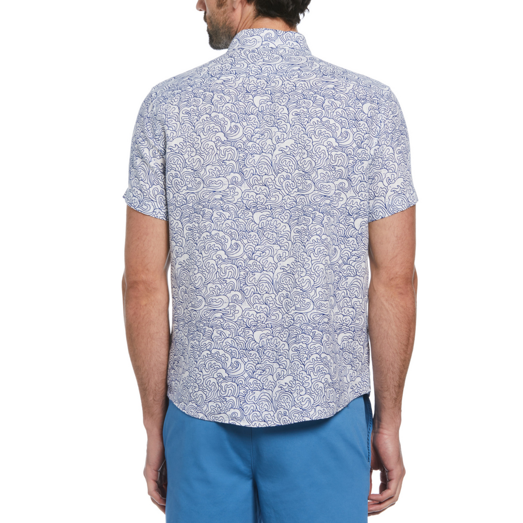 Camisa manga corta lino outline waves