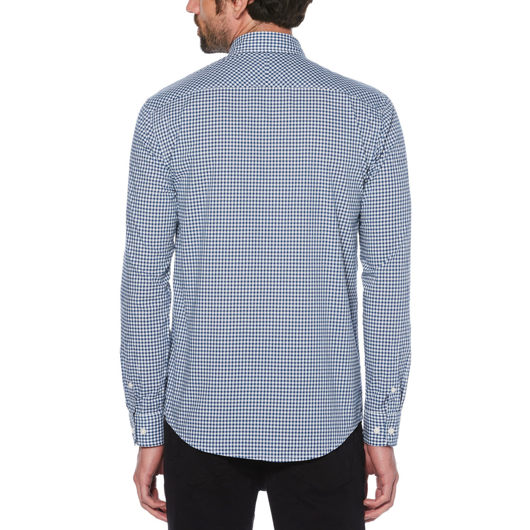 Camisa manga larga estampado gingham azul