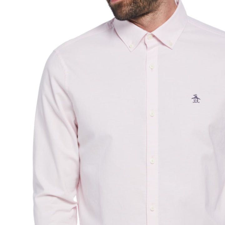 Camisa manga larga Oxford stretch rosa