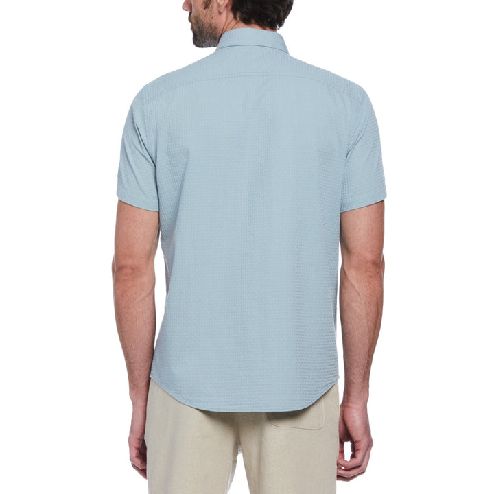 Camisa manga corta Dobby azul medio