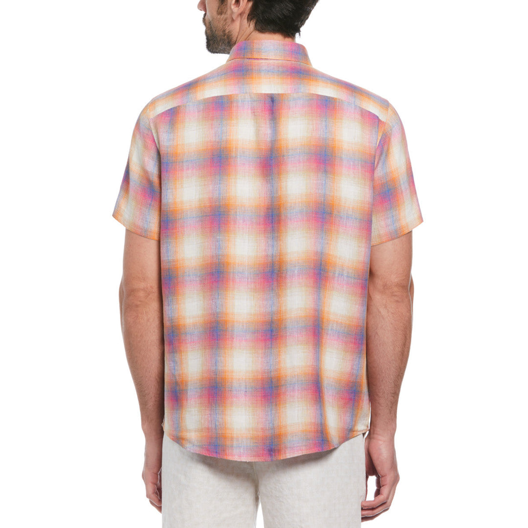 Camisa de manga corta de lino estampado decolorado